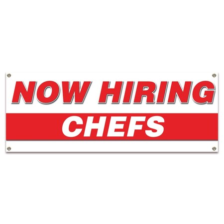 Signmission Now Hiring Chefs Banner Apply Inside Accepting Application Single Sided B-30216